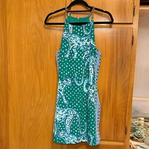 Beautiful Lilly Pulitzer Green and Blue Animal Print Mini Dress/skort. Size 4.